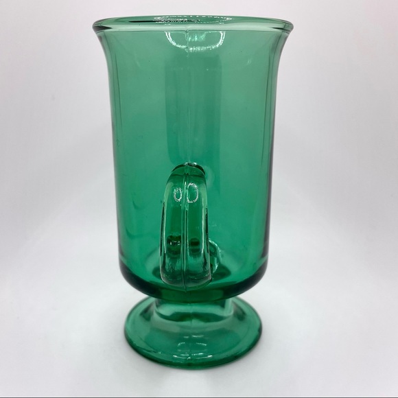 Emerald Green Anchor Hocking Footed / Pedestal Glass Mugs - Vintage Cup - Picture 2 of 7
